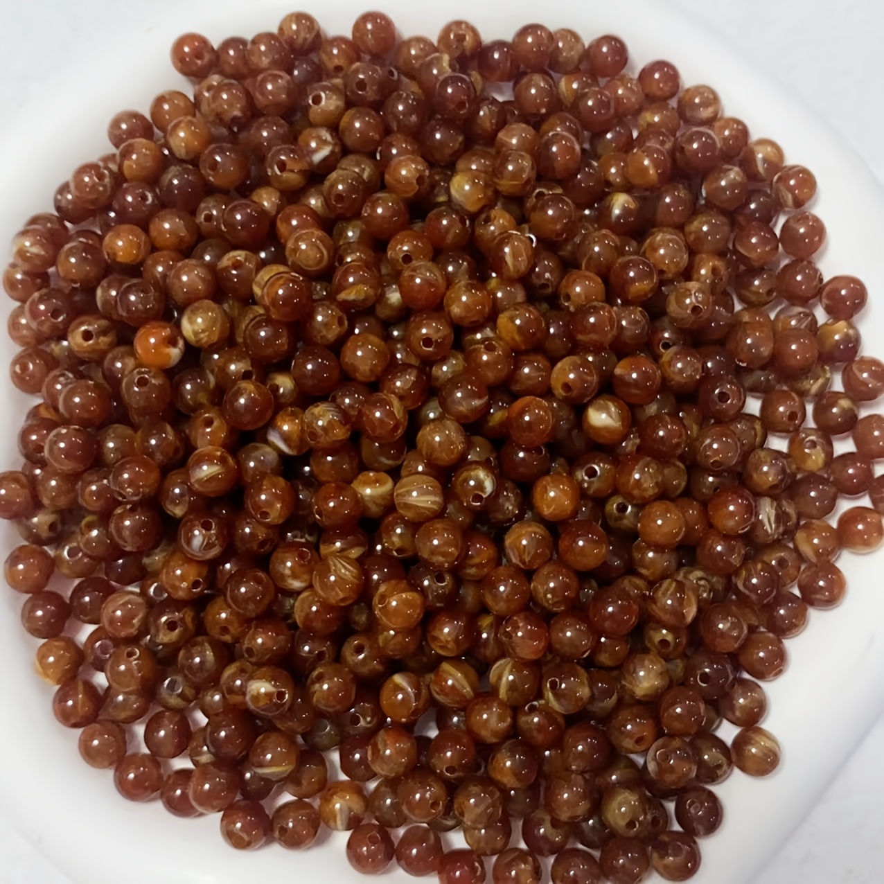 8mm Dark Brown & Two-Tone Imitation Agate Round Spacer Beads